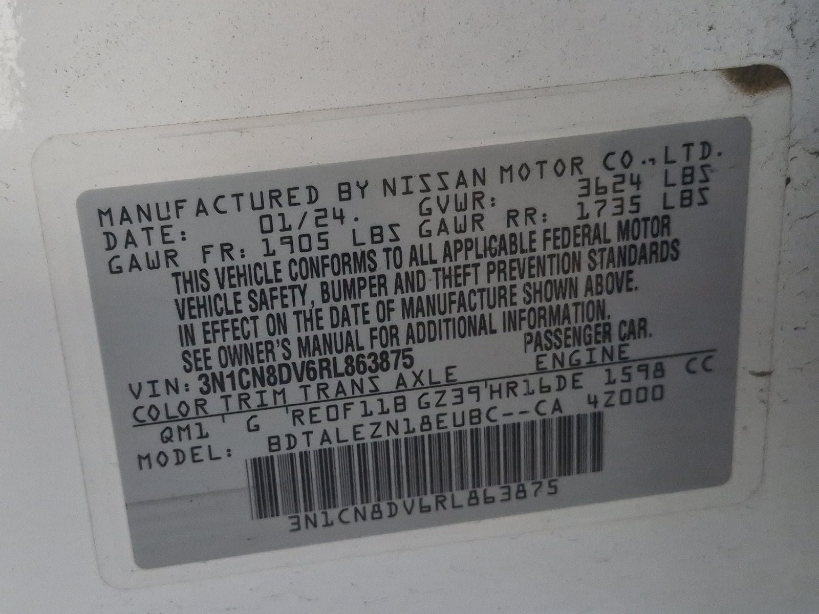 2024 Nissan Versa 1.6 S