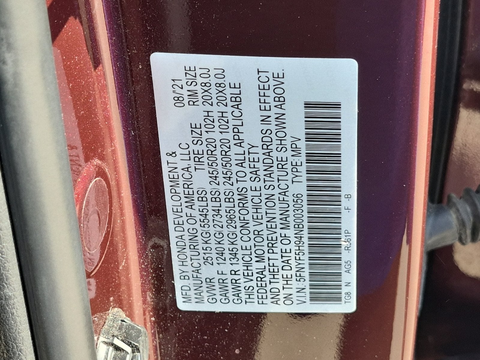 2022 Honda Pilot Touring 8 Passenger