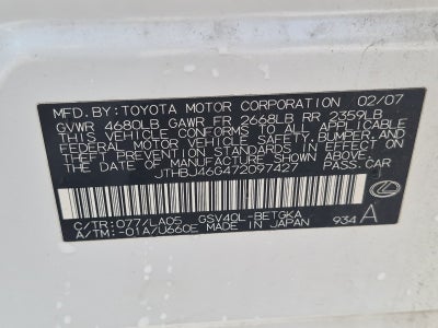 2007 Lexus ES 350 350